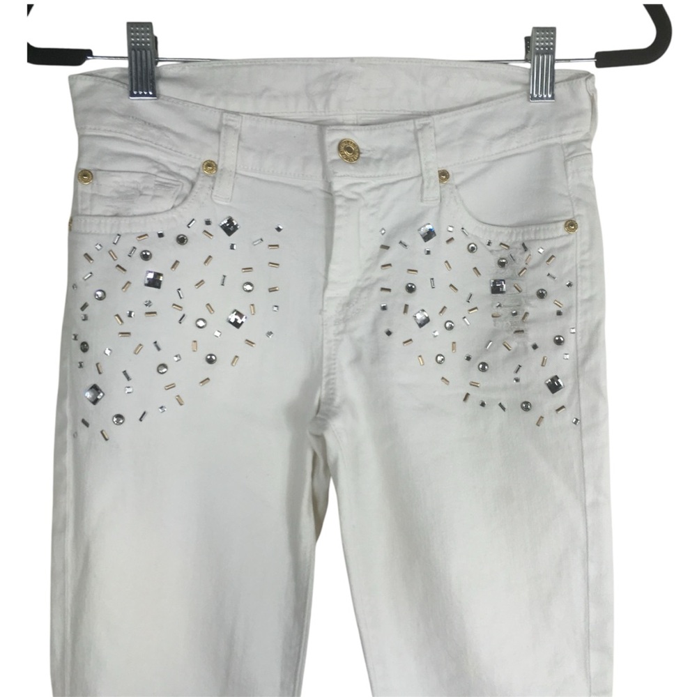 7 for all Mankind the Slim Cigarette Embellished White